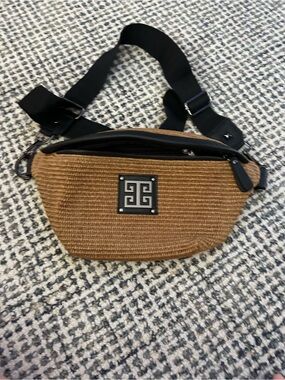 Brown Crossbody Belt Bag with Adjustable Black Strap